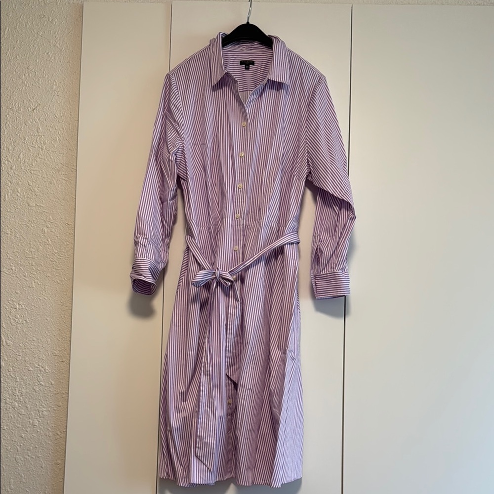 Talbots Purple Striped Long Sleeve Dress